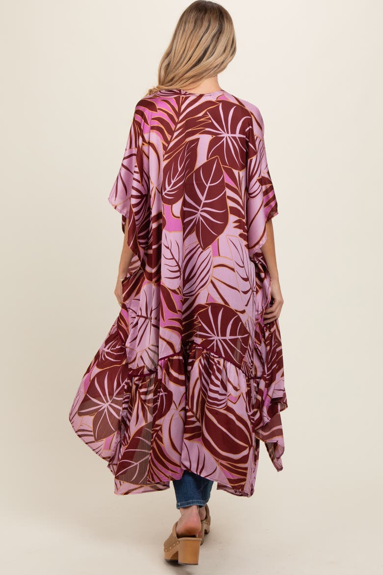 Tropical Print Long Cover Up, Alternate, color, Lavender