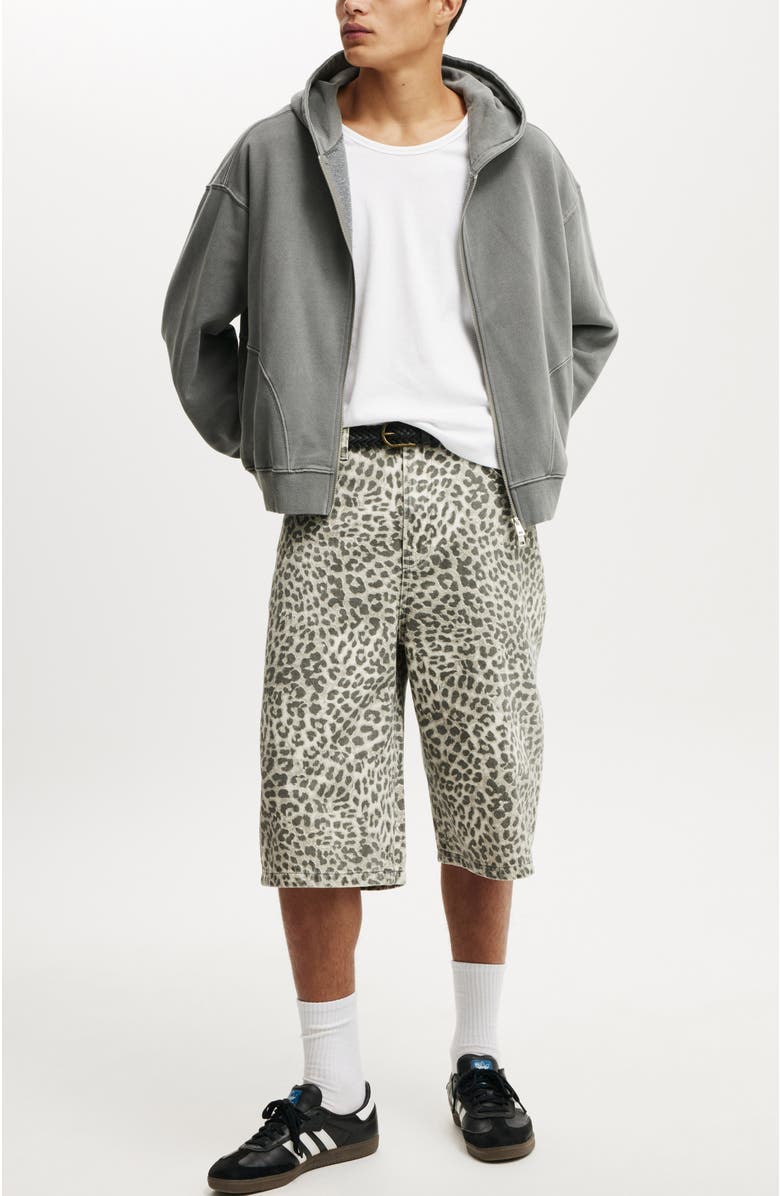 Cotton On Men's Super Baggy Jort, Alternate, color, Textured Leopard