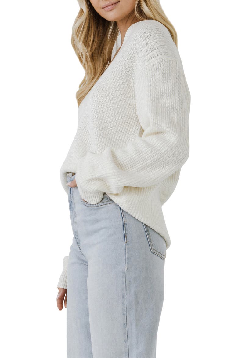 Endless Rose Oversize Deep-V Sweater, Alternate, color, CREAM