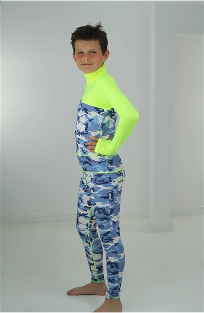 TUTUBLUE Boys' Full-Body One-Piece Swimsuit - UPF 50+, Alternate, color, Blue Camo