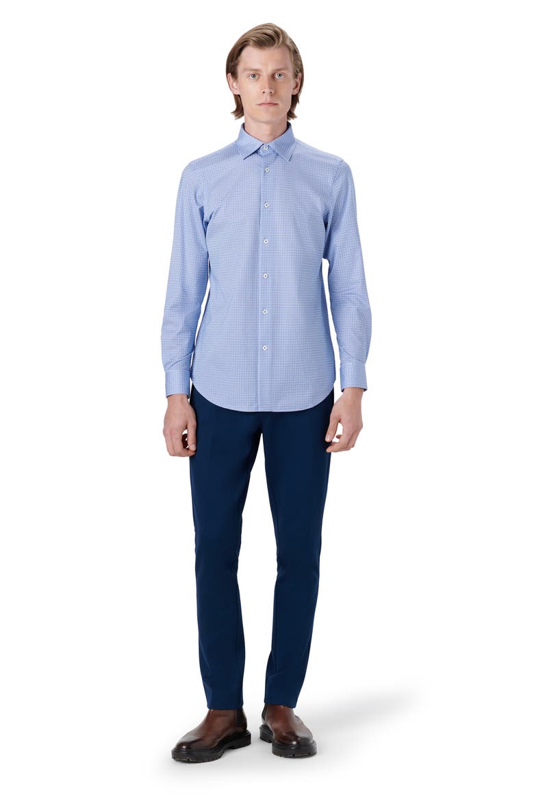 OoohCotton® Houndstooth Button-Up Shirt, Alternate, color, CLASSIC BLUE