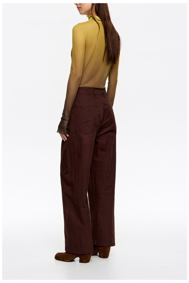 Technical Cotton Barrel Leg Trousers, Alternate, color, DARK BROWN