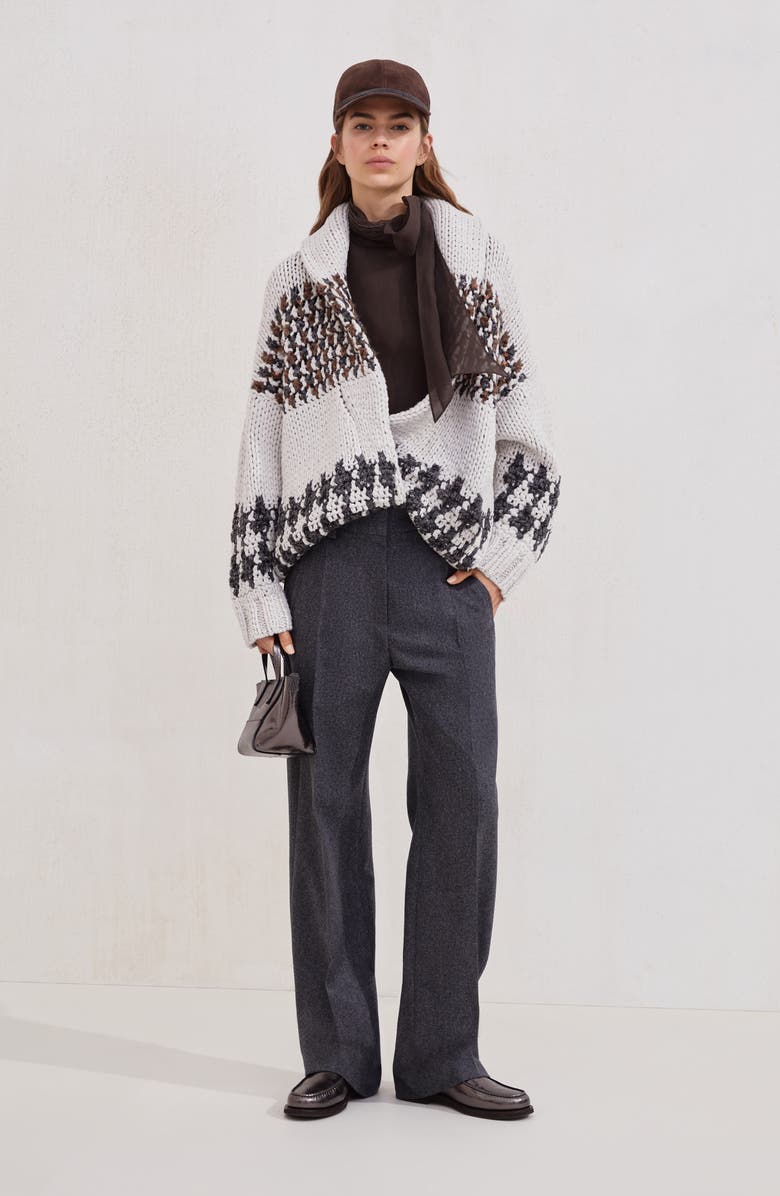 Brunello Cucinelli Prince of Wales OPERA cardigan, Alternate, color, White