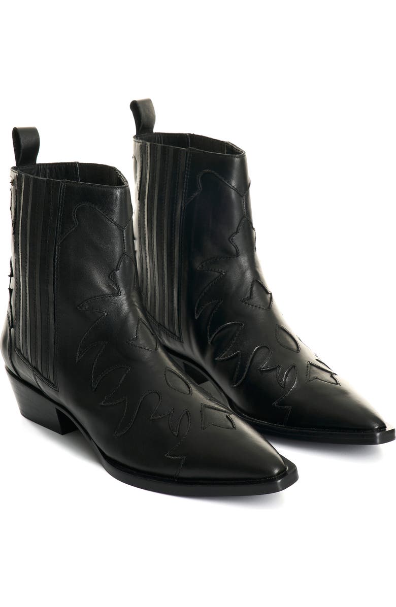 Velez Leather Western Ankle Boots, Alternate, color, Black