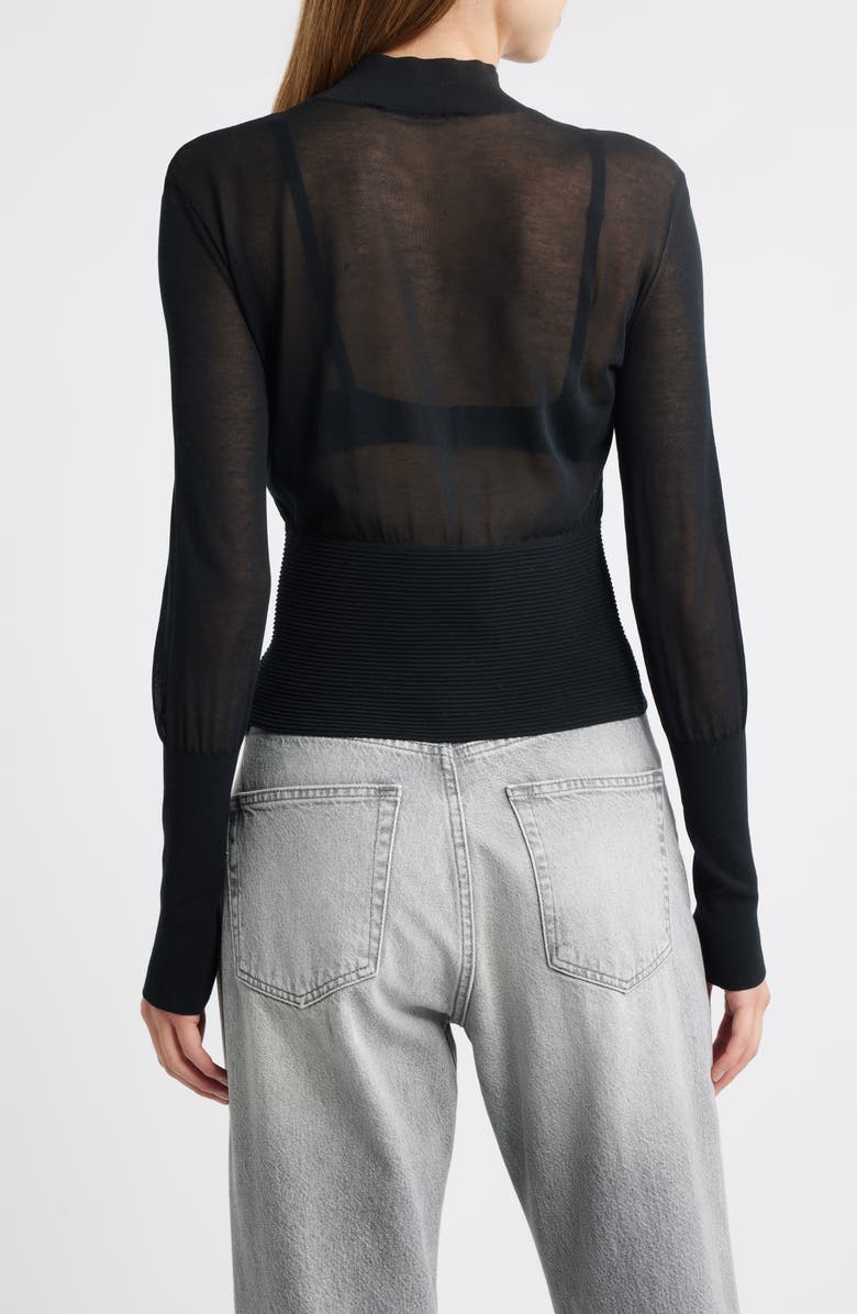 FRAME The Sleek Mock Neck Crop Sweater, Alternate, color, Black