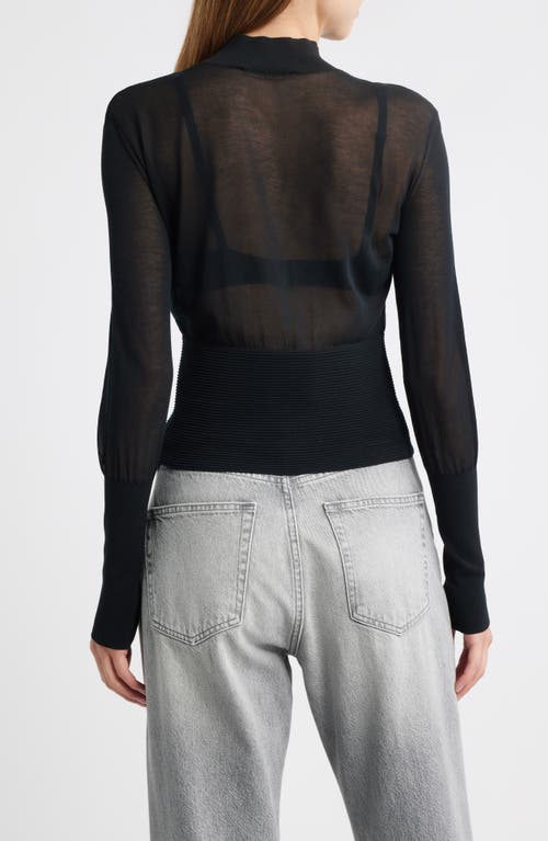Frame The Sleek Mock Neck Crop Sweater In Blue