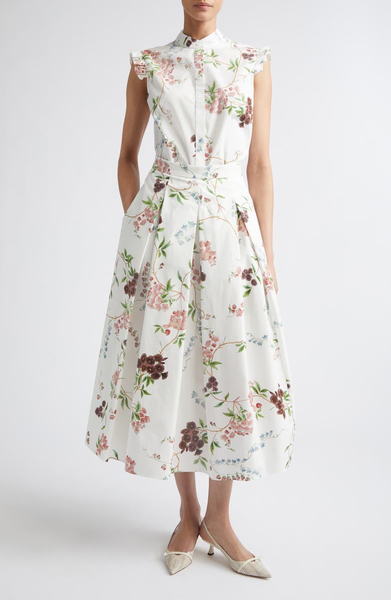 Erdem Chintz Floral Sleeveless Organic Cotton Poplin Shirt, Alternate, color, French Chintz Multi White