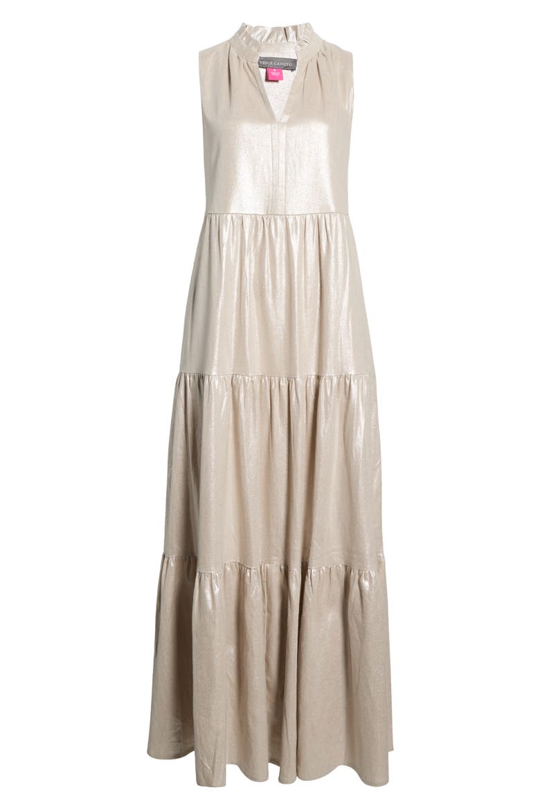 Ruffle Sleeveless Tiered Linen Blend Maxi Dress, Alternate, color, NEUTRAL