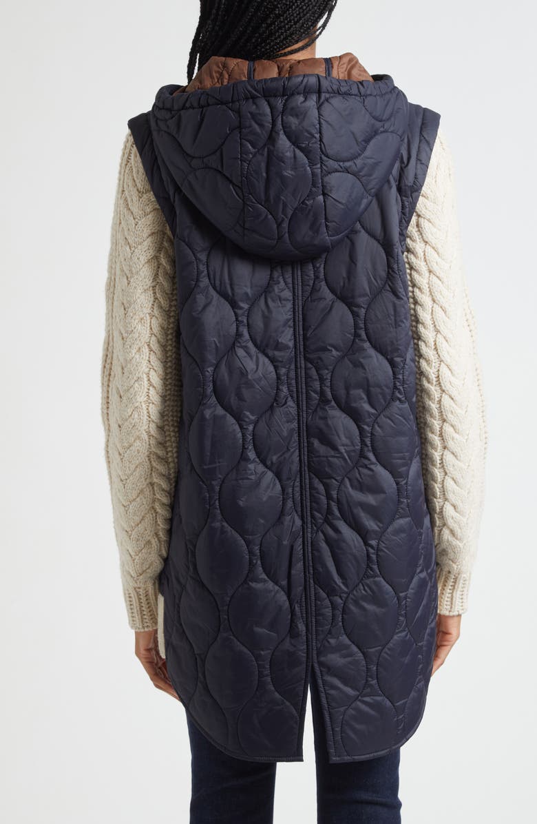 Veronica Beard Barrows Mixed Media Hooded Zip-Up Jacket, Alternate, color, Navy Heathered Sand