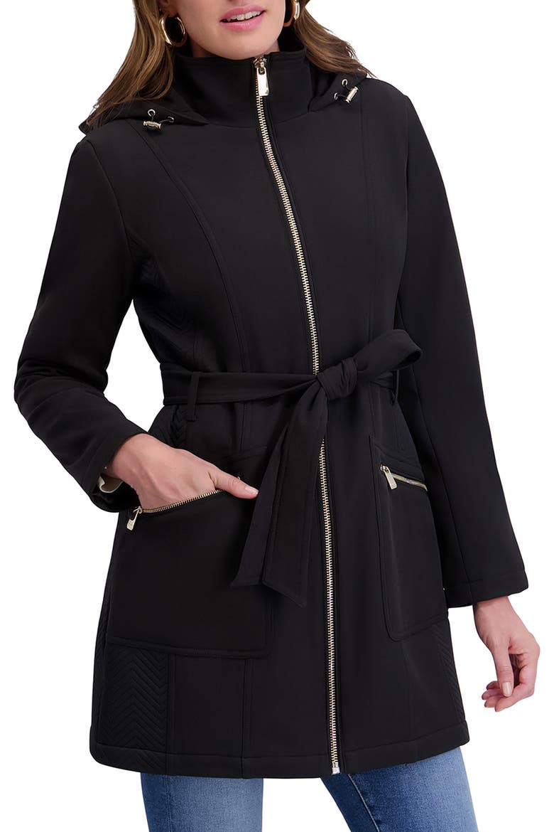 Hooded Softshell Jacket, Alternate, color, BLACK