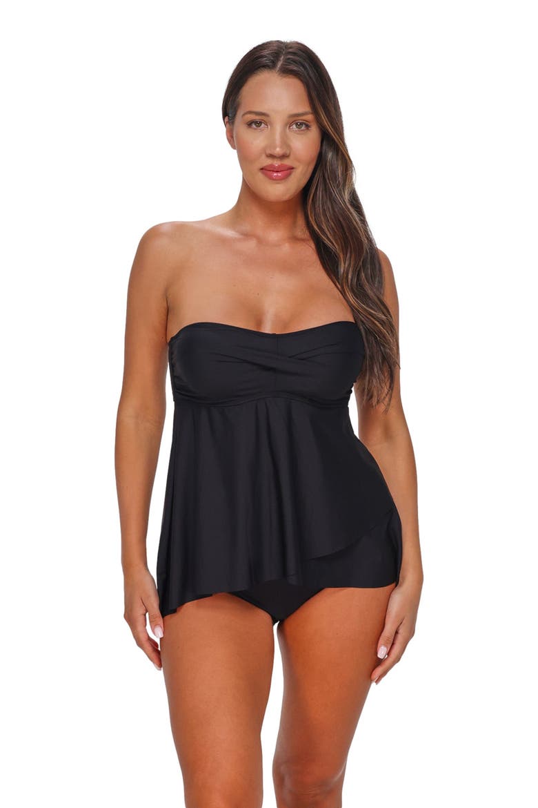 Molly Bandeau Tankini Swimsuit Top, Alternate, color, BLACK