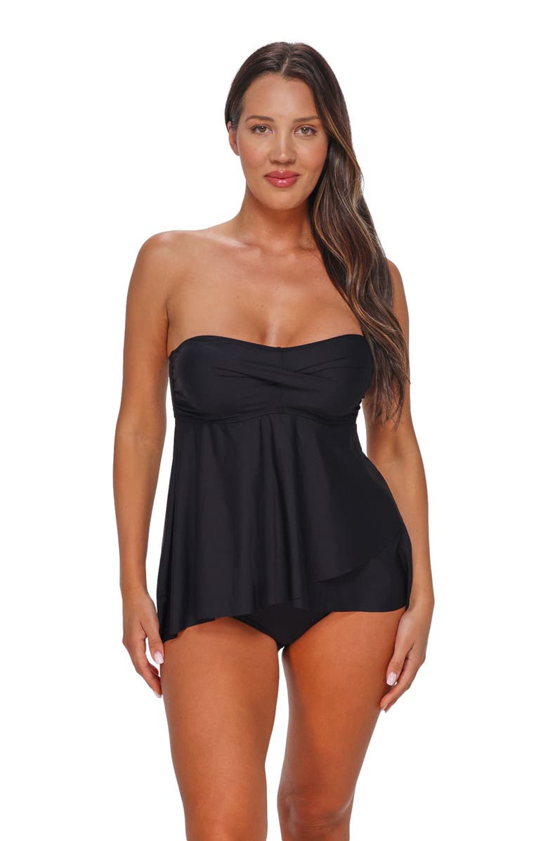Sunsets Escape Molly Bandeau Tankini Swimsuit Top, Alternate, color, Black