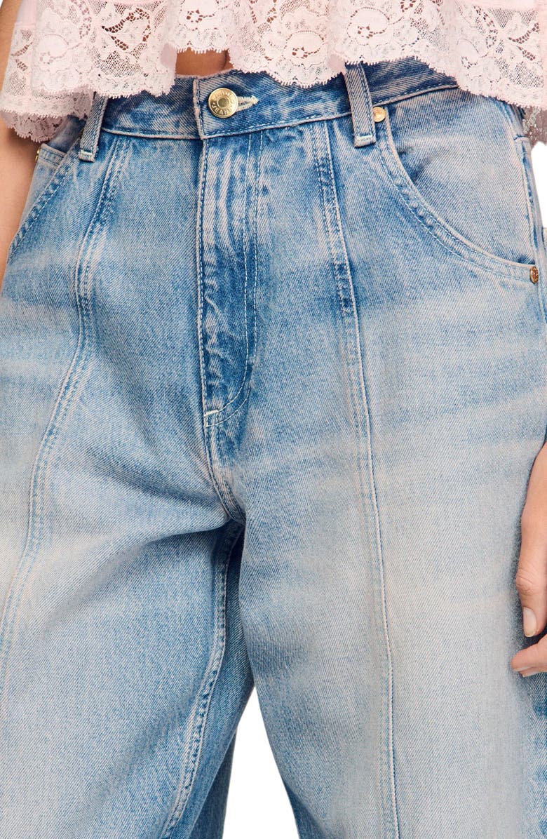 SANDRO Faded barrel jeans, Alternate, color, Blue Jean