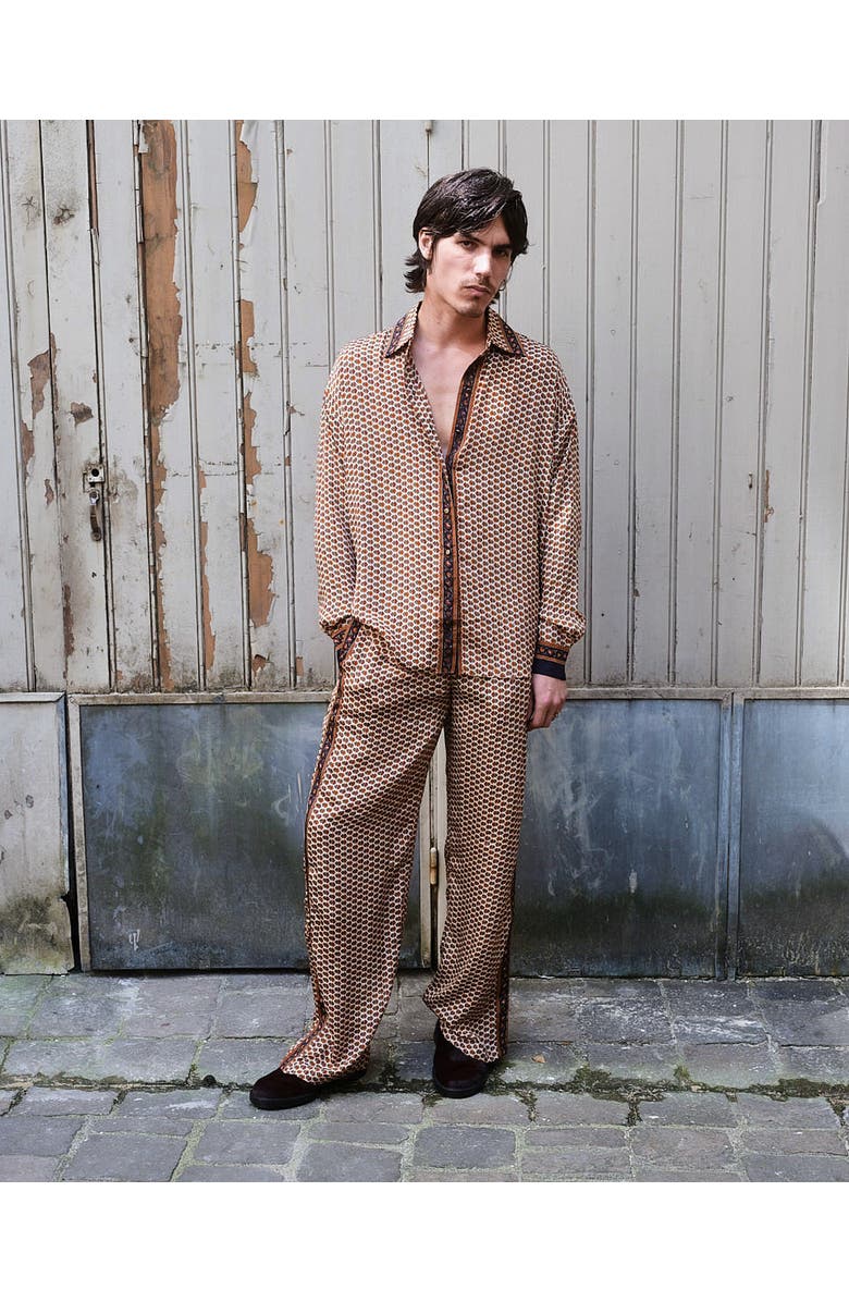 Monzlapur Embossed Botanical Crepe Pant, Alternate, color, Copper