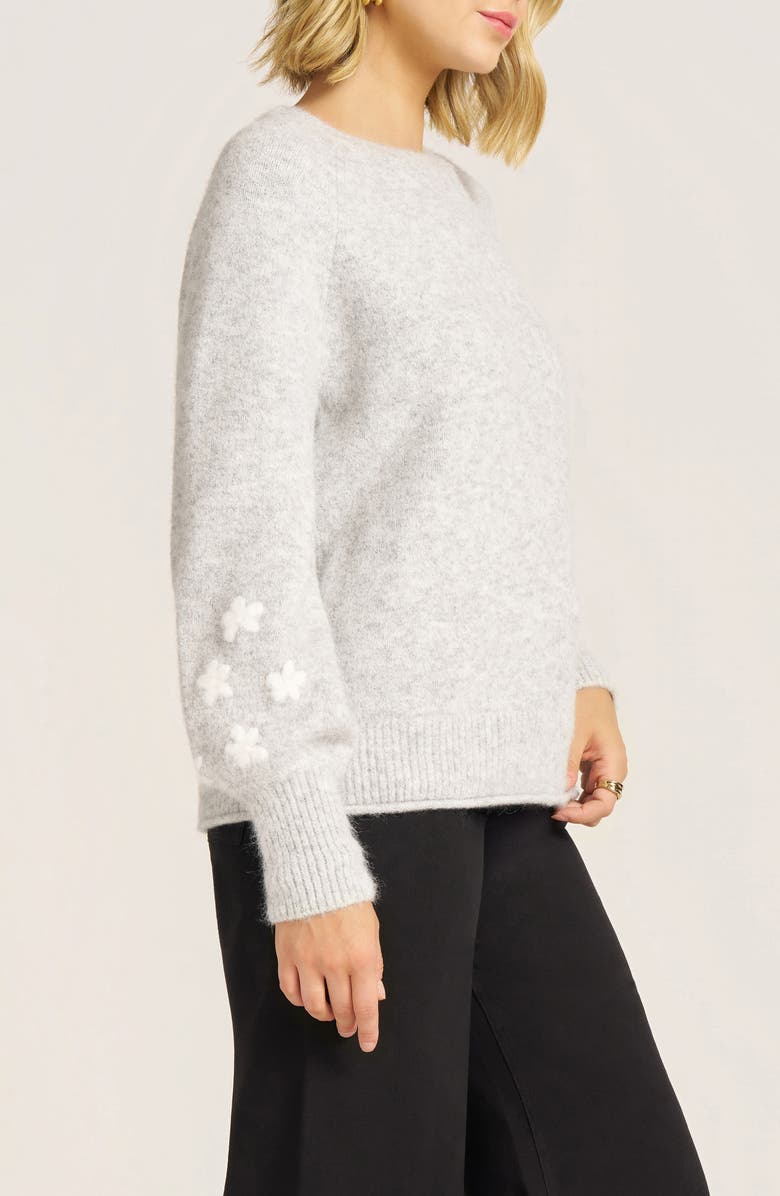 matty m. Daphne Floral Embroidery Sweater, Alternate, color, Heather Grey