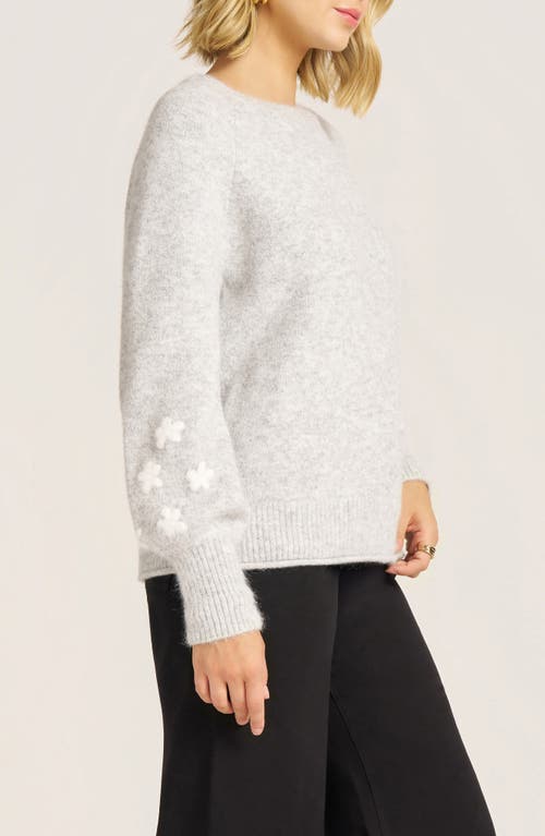 Matty M . Daphne Floral Embroidery Sweater In Gray