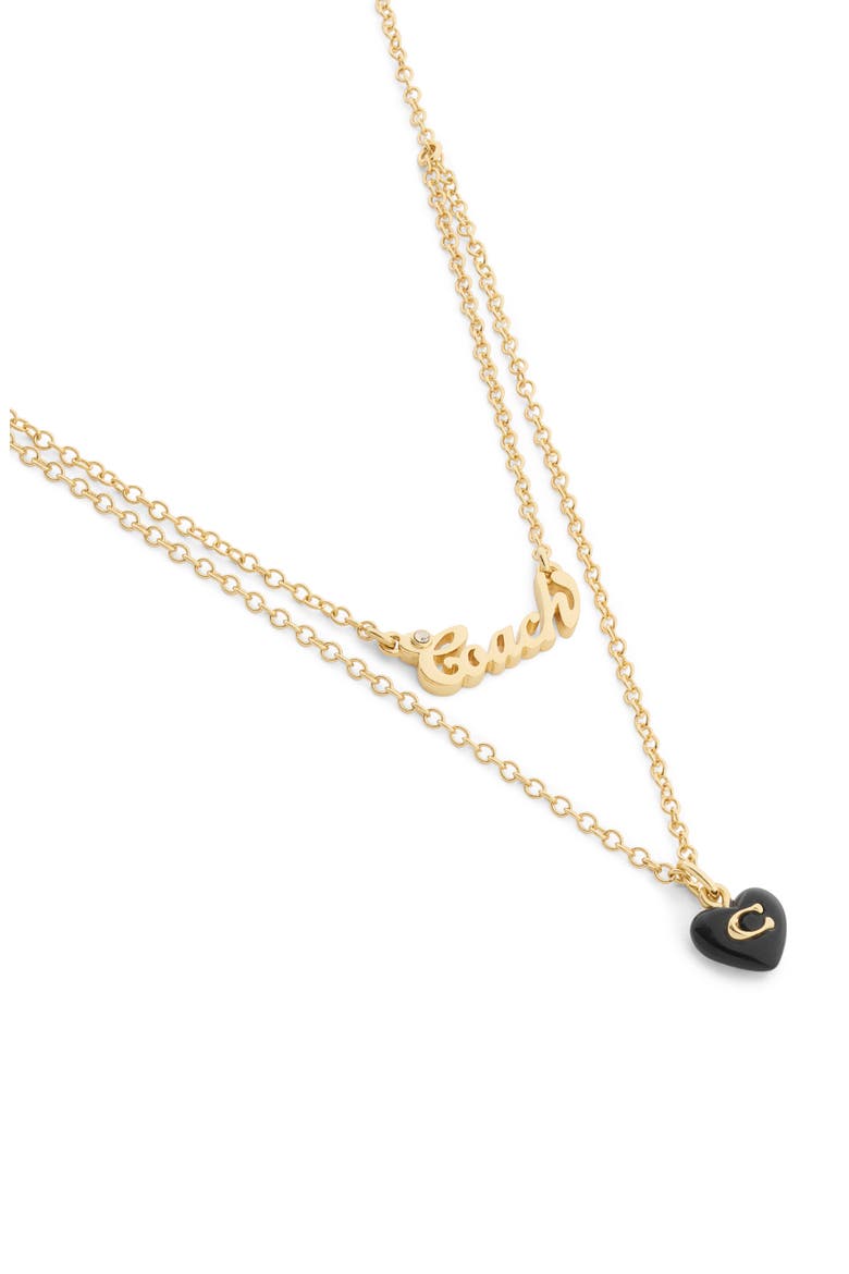 Logo Heart Pendant Layered Necklace, Alternate, color, BLACK