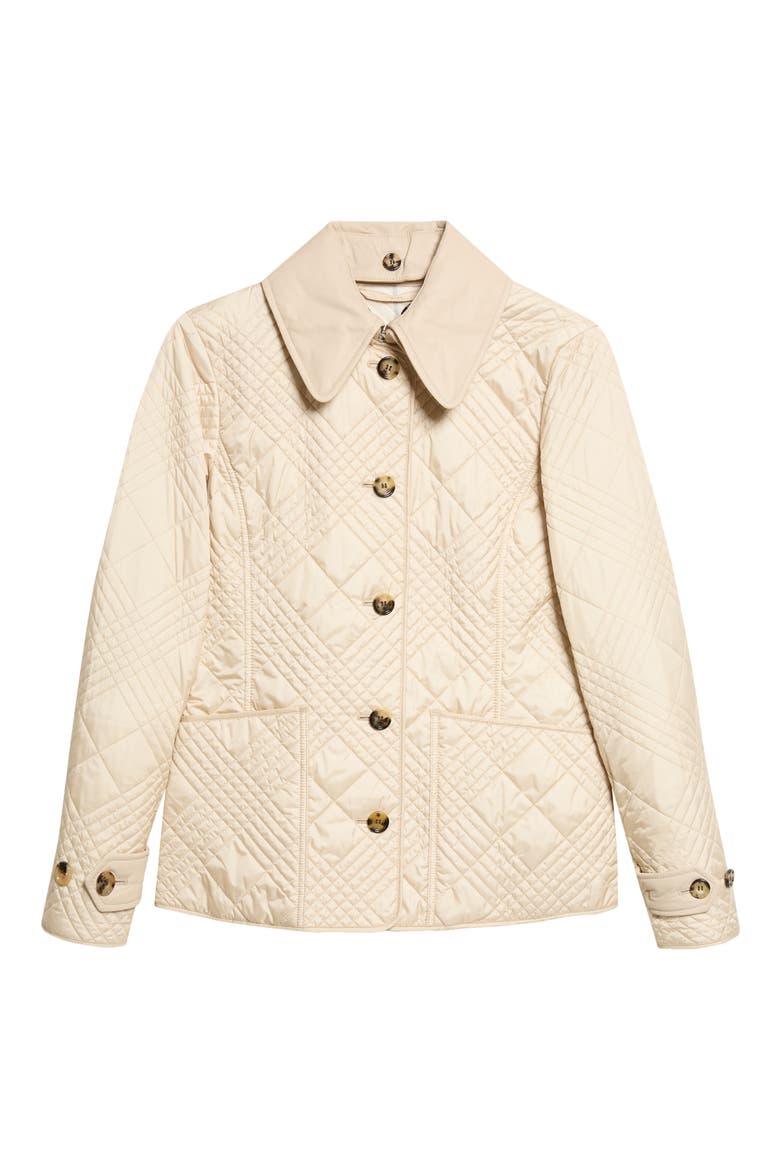 Fernleigh Quilted Jacket with Detachable Leather Collar, Alternate, color, STONE BEIGE