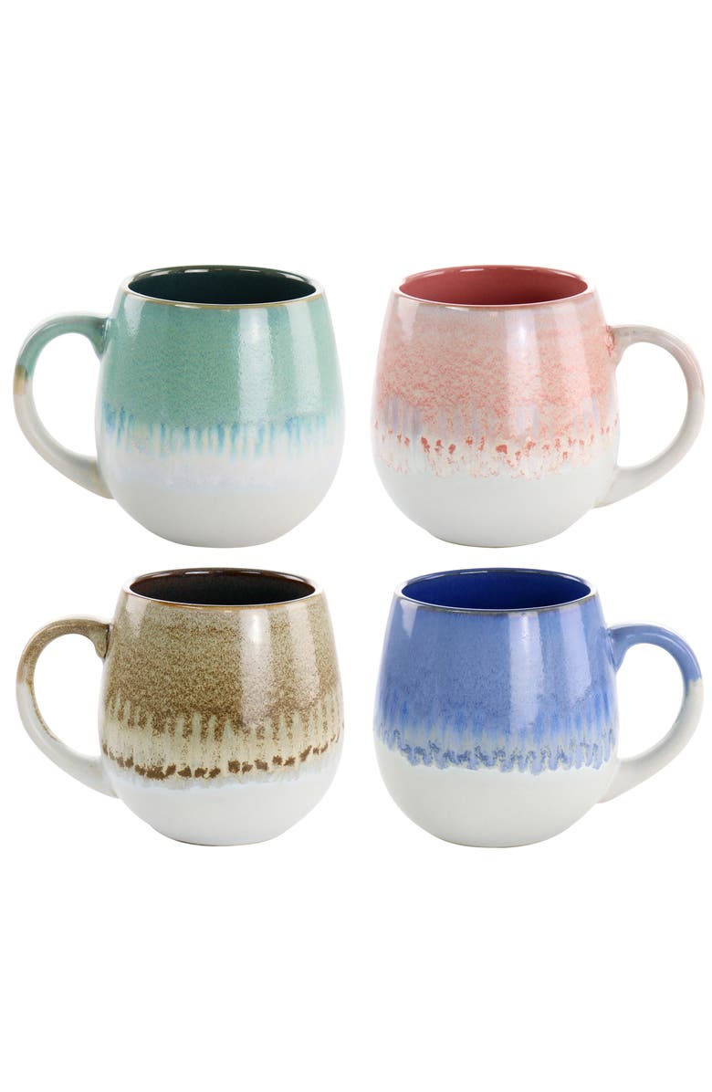 Gibson Home Avery Creek 4 Piece 19.1oz Stoneware Mug Set, Main, color, Blue