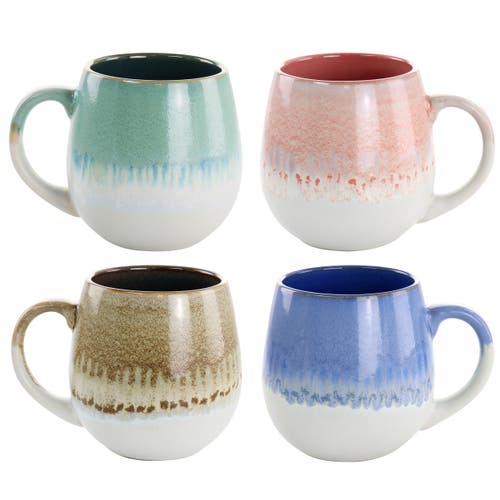 Gibson Home Avery Creek 4 Piece 19.1oz Stoneware Mug Set In Blue