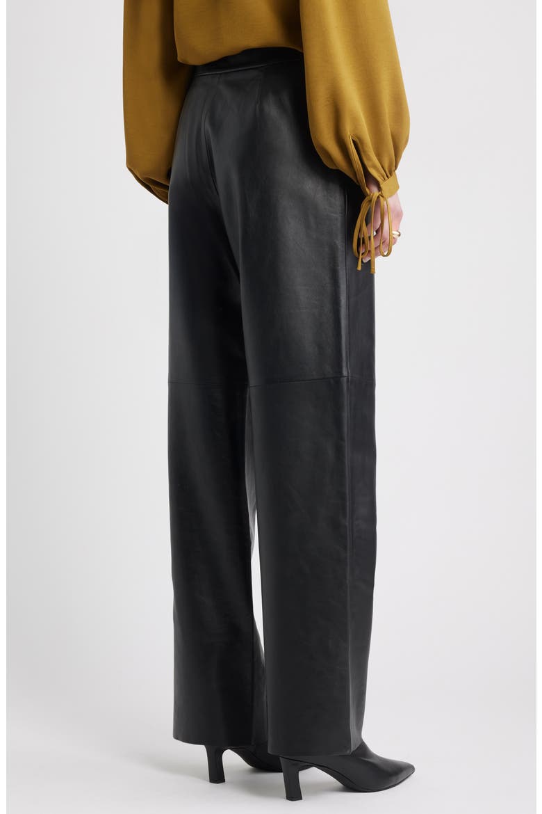 Wide Leg Leather Pants, Alternate, color, BLACK