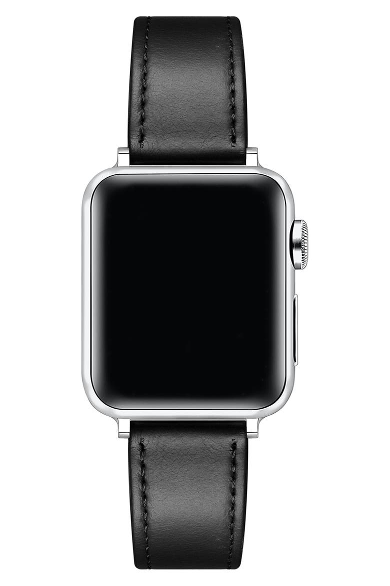 Drake Leather Apple Watch® Watchband, Alternate, color, BLACK