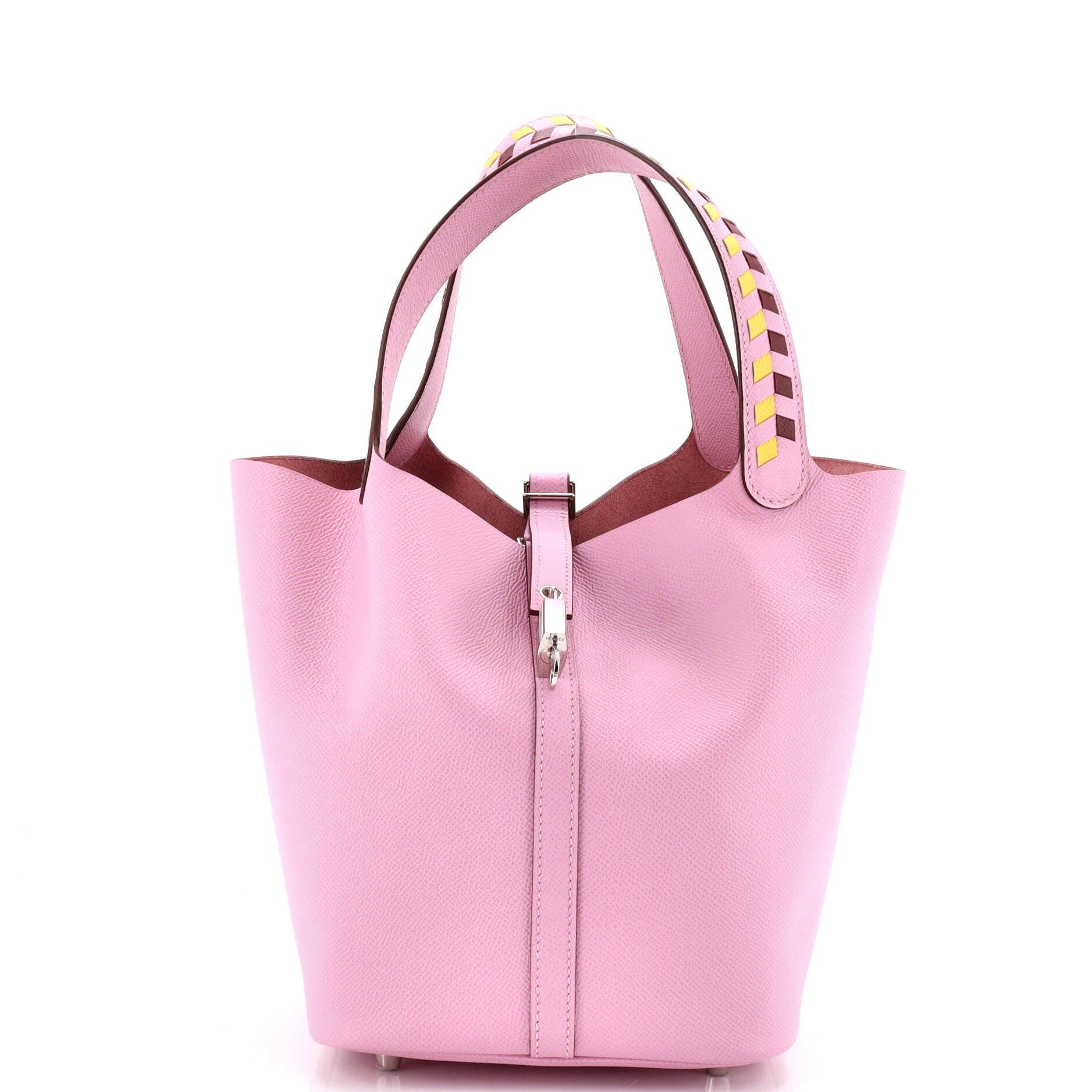 Picotin Lock Bag Tressage Epsom MM, Main, color, Pink
