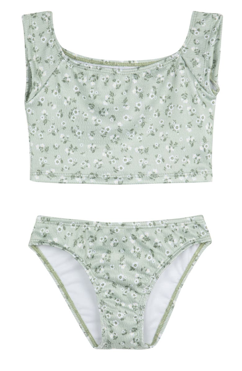 Gottex Kids Ditsy Dream Off Shoulder Cap Sleeve Swim Set, Main, color, Green