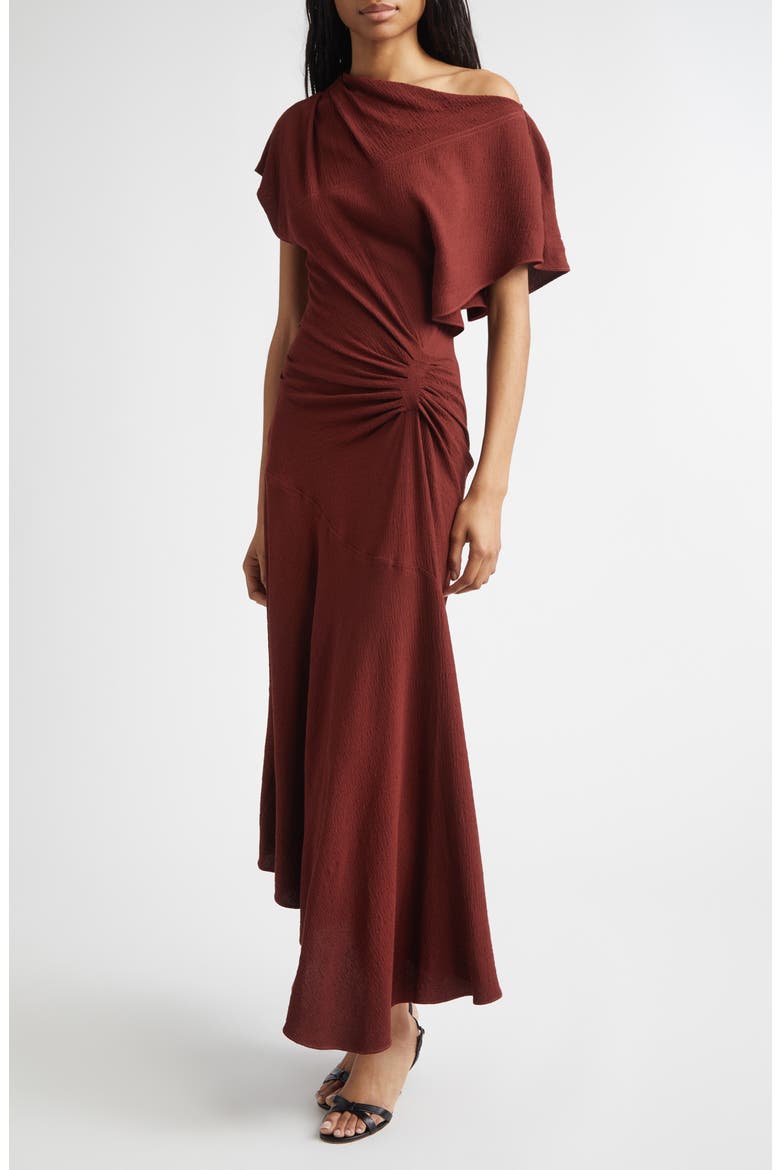 Dena Ruched Off the Shoulder Gown, Alternate, color, BLACK CHERRY