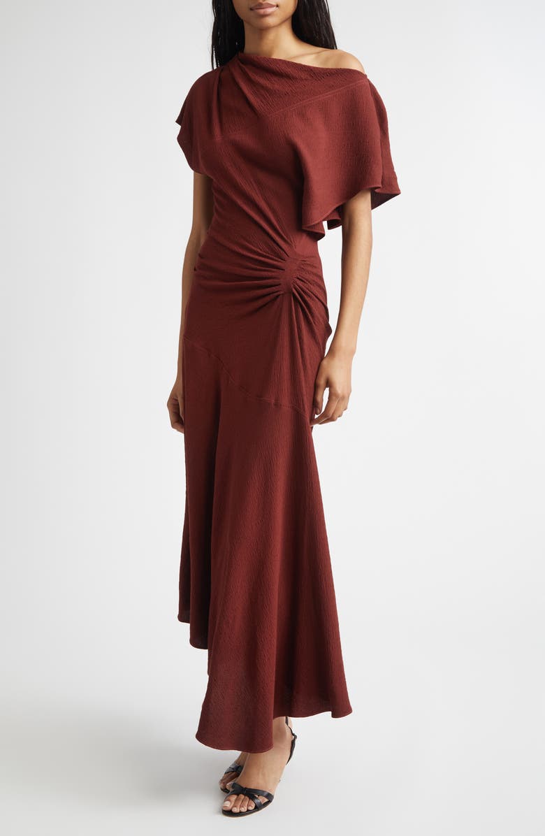 A.L.C. Dena Ruched Off the Shoulder Gown, Alternate, color, Black Cherry