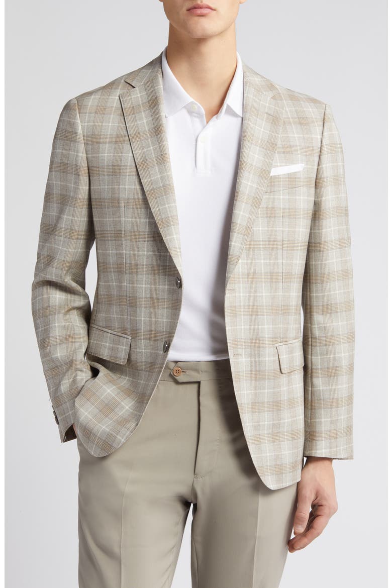 Hutson Plaid Virgin Wool Sport Coat, Main, color, BEIGE