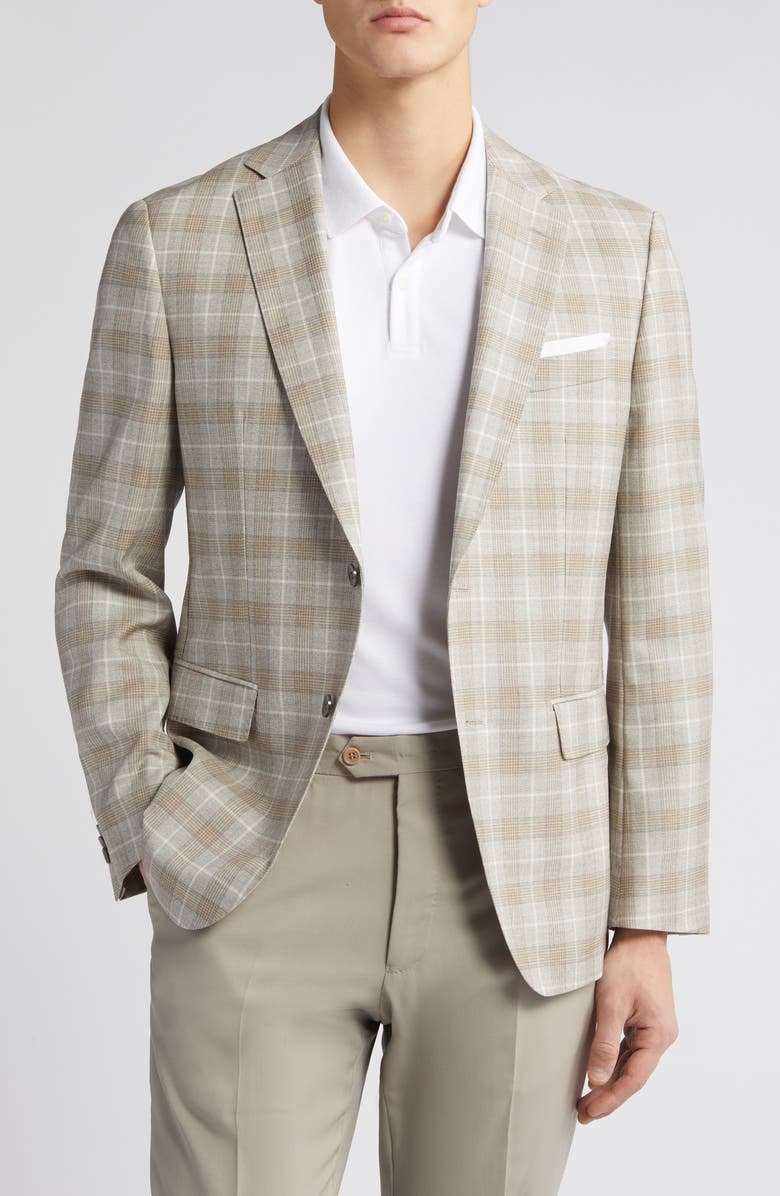 BOSS Hutson Plaid Virgin Wool Sport Coat, Main, color,