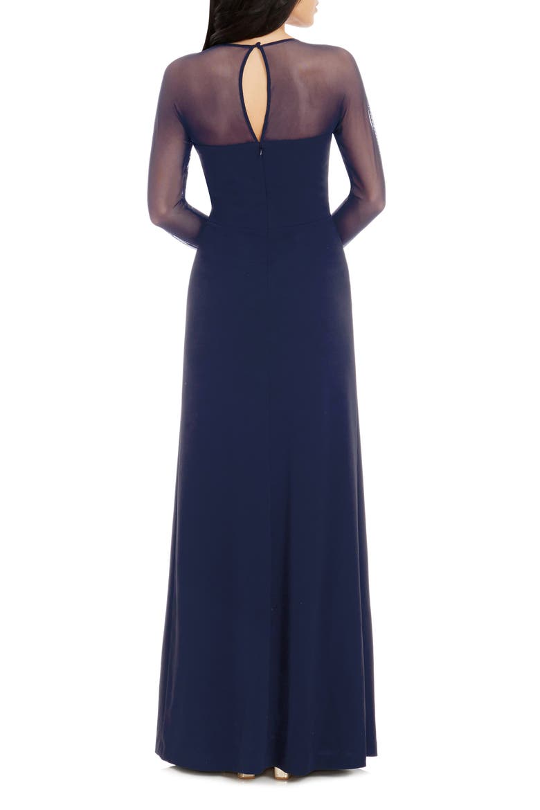 Maxwell Square Neck Long Sleeve Gown, Alternate, color, NAVY