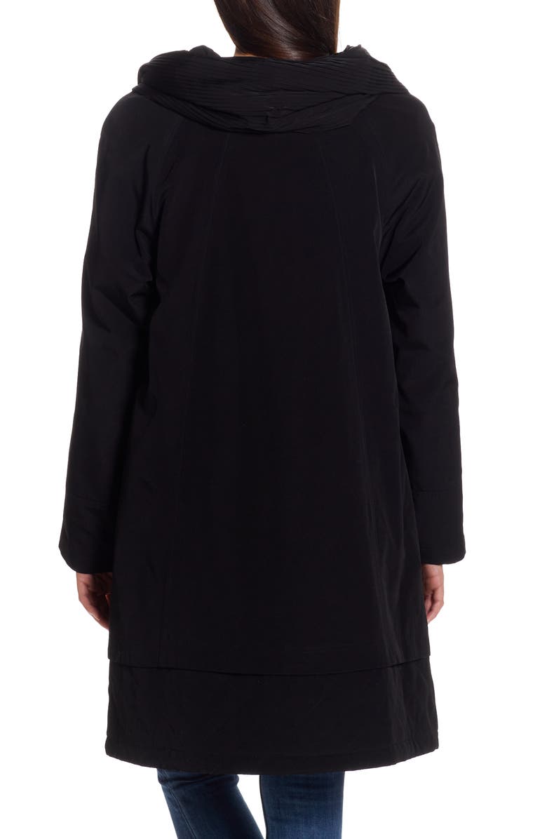 Gallery Water Resistant Hooded Rain Coat, Alternate, color, Black