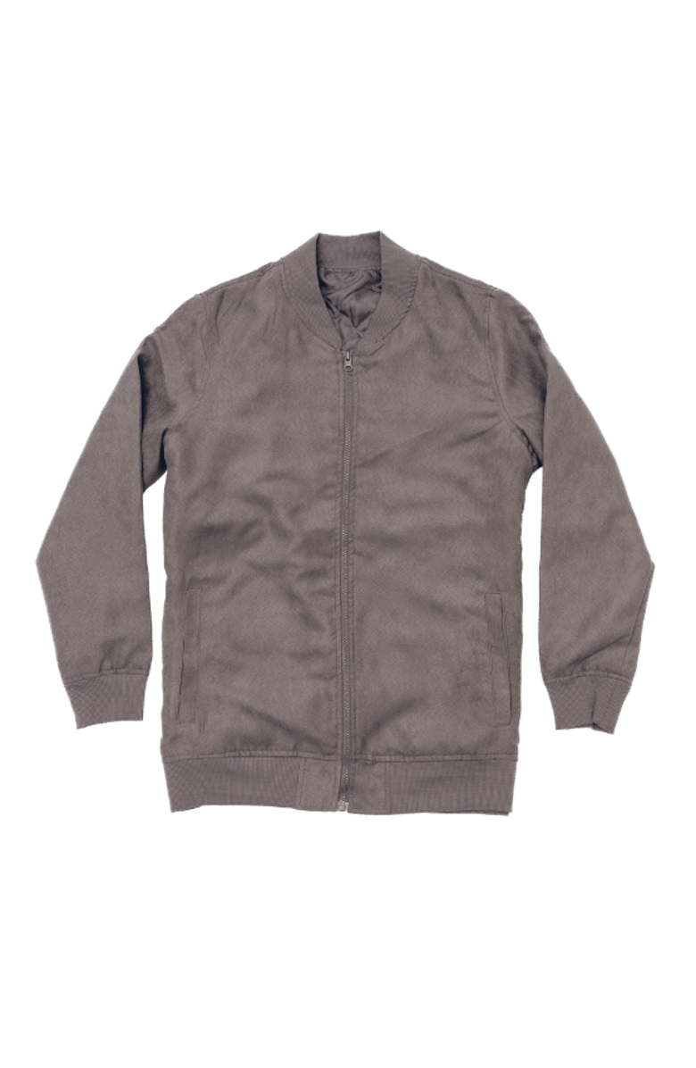 Dapper Boi Light Grey Microfiber Suede Bomber Jacket, Main, color, Light Grey