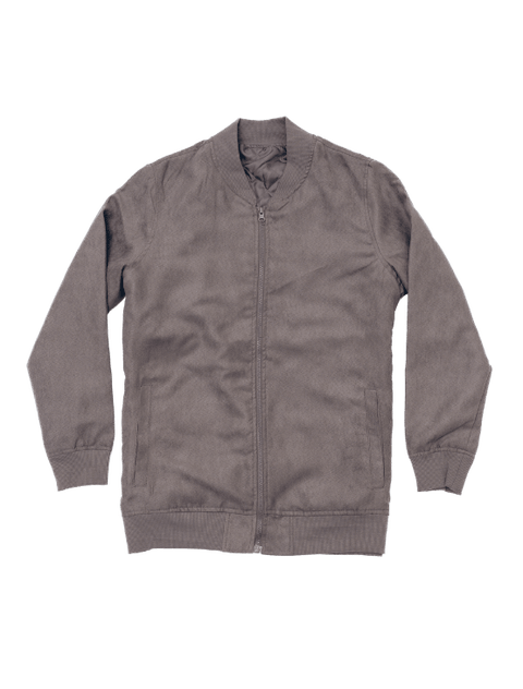 Light Grey Microfiber Suede Bomber Jacket