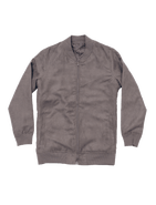 Dapper Boi Light Grey Microfiber Suede Bomber Jacket