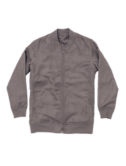 Dapper Boi Light Grey Microfiber Suede Bomber Jacket