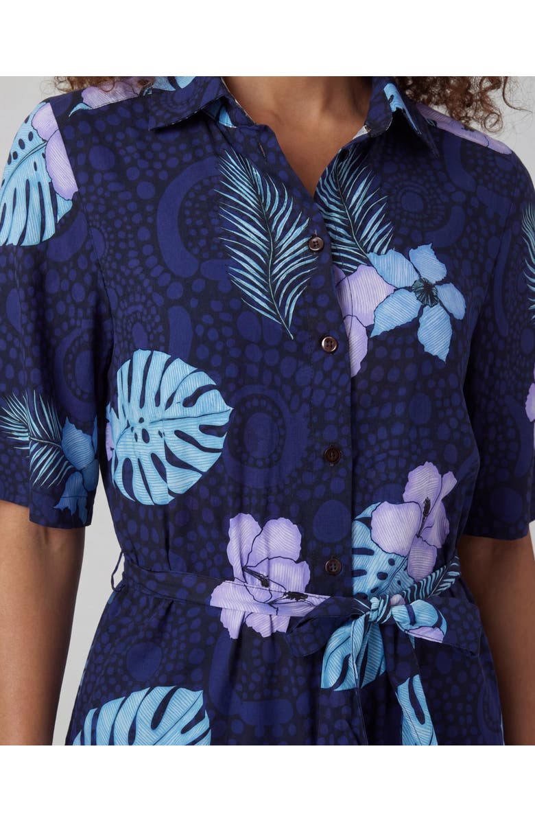 Lords of Harlech Tropical Fantasy Womens Wrap Shirt Dress, Alternate, color, Tropical Fantasy Navy
