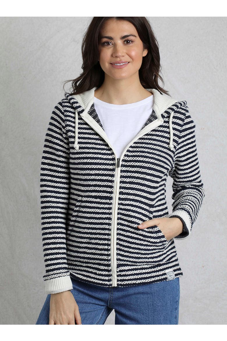 Fisher Full Zip Stripe Macaroni Hoodie, Main, color, Ecru