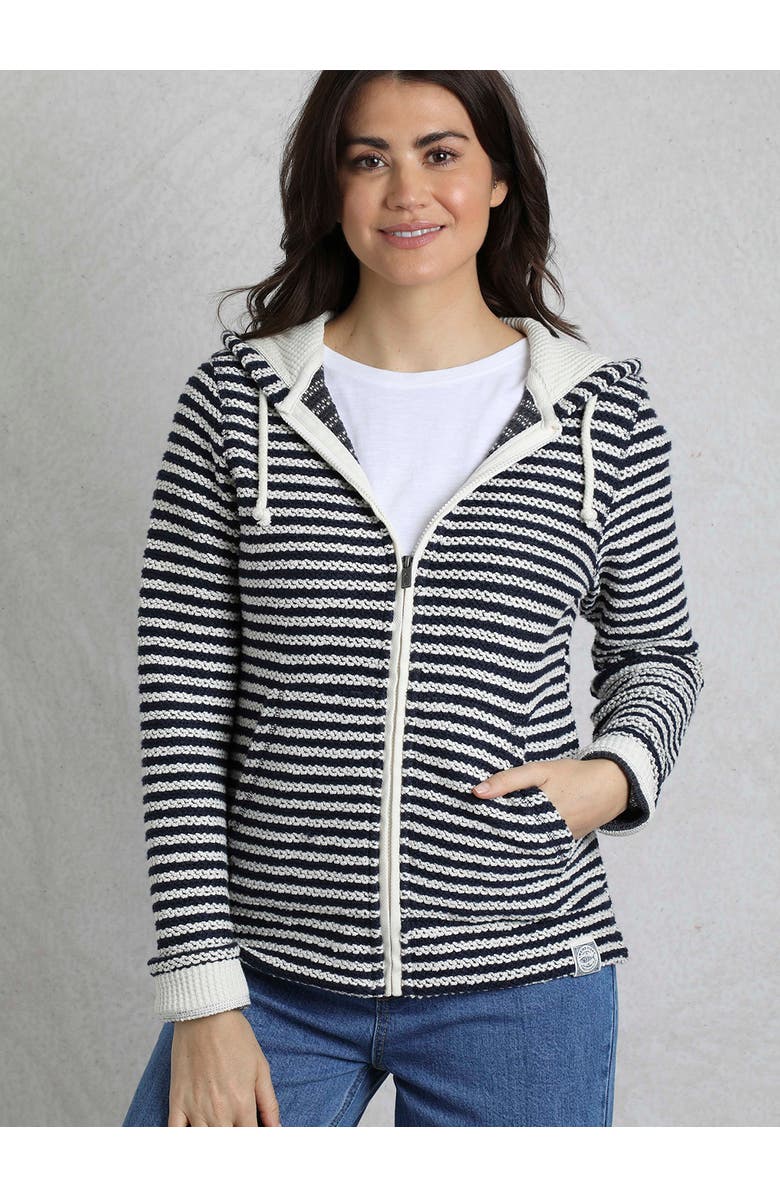 Weird Fish Fisher Full Zip Stripe Macaroni Hoodie, Main, color, Ecru