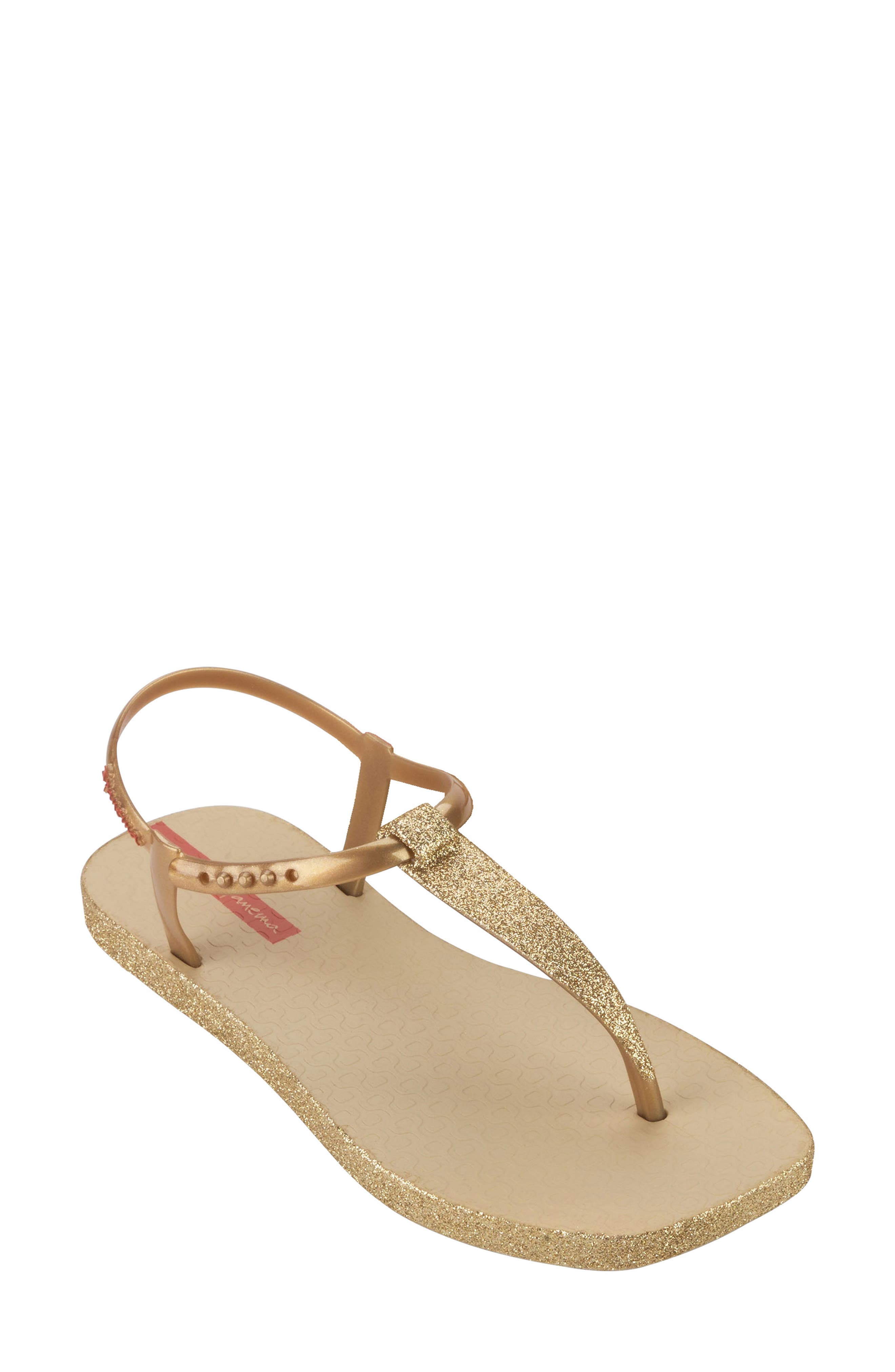Glitter Sandal, Main, color, BEIGE/ GOLD