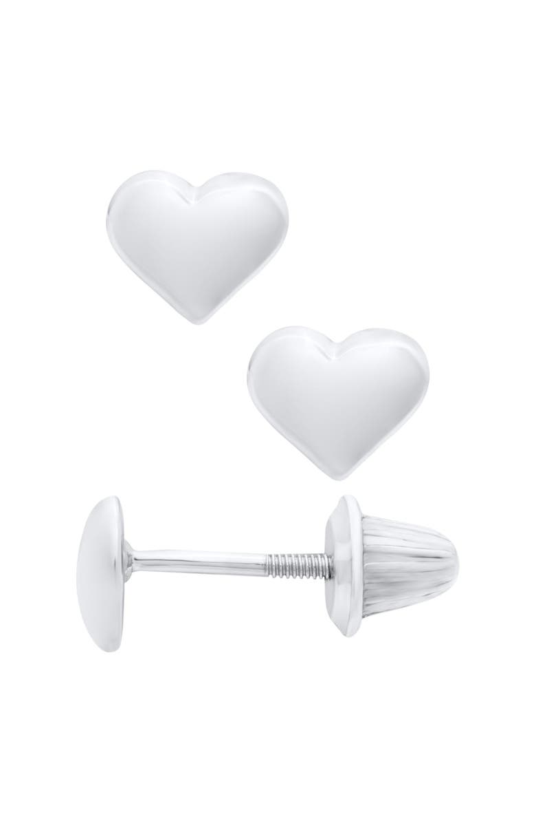 Mia Belle Gilrs Sterling Silver Classic Heart Stud Earrings, Main, color, Silver