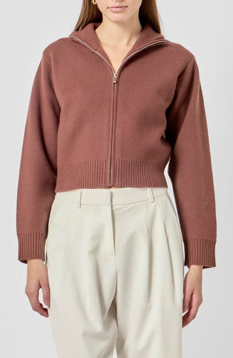Knit Crop Zip Jacket