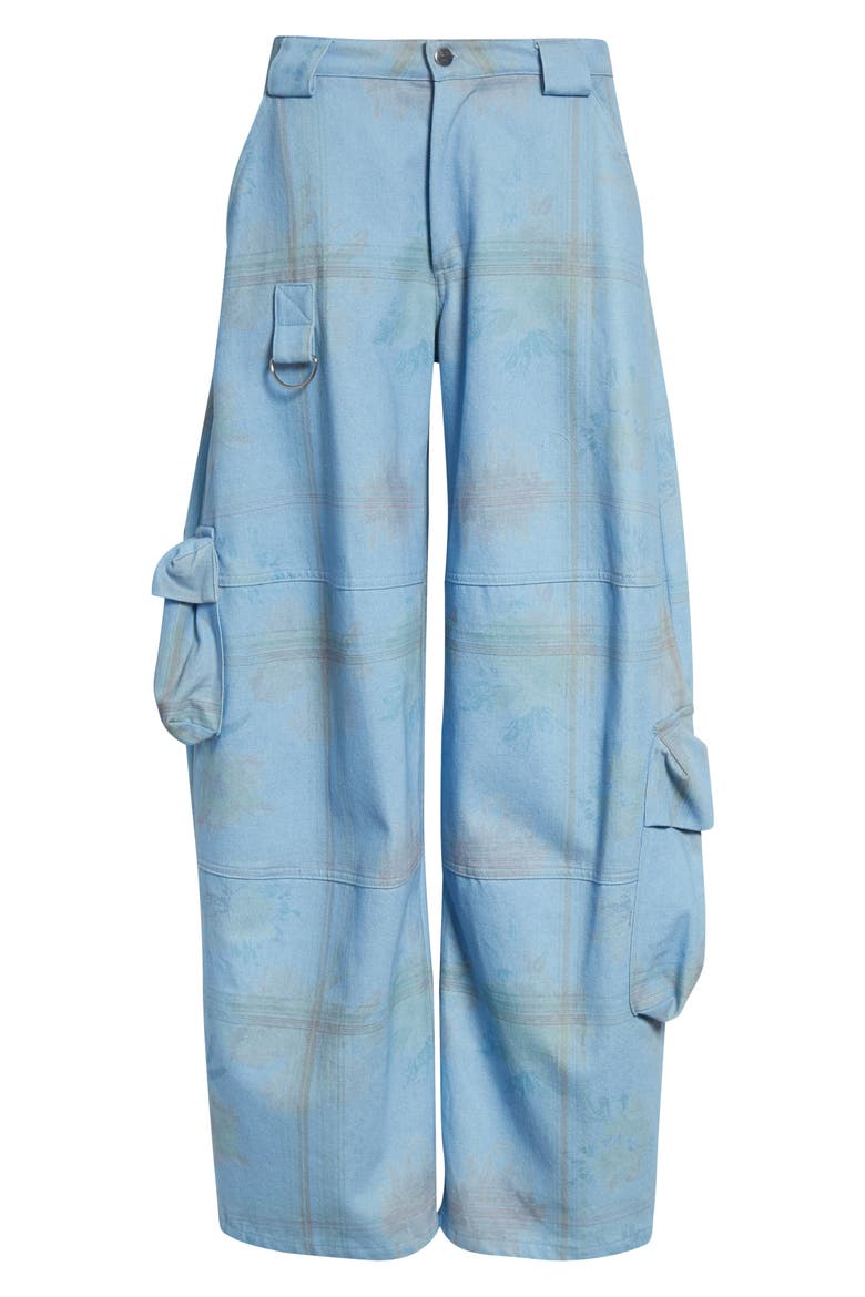 Lawn Floral Plaid Cargo Jeans, Alternate, color, DENIM PICNIC