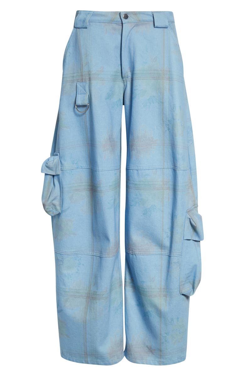 Collina Strada Lawn Floral Plaid Cargo Jeans, Alternate, color, Denim Picnic