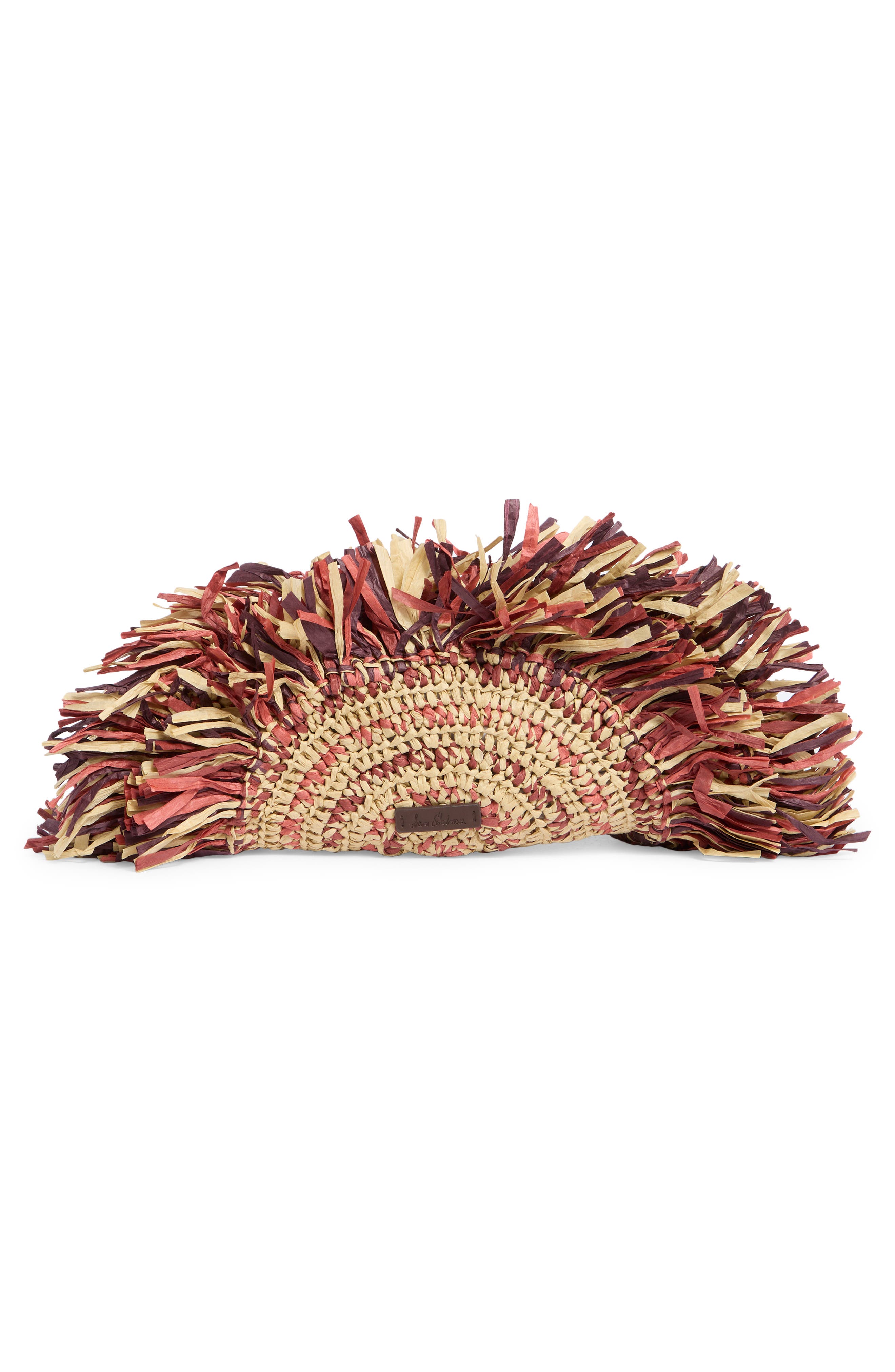 Lily Straw Clutch, Alternate, color, RED