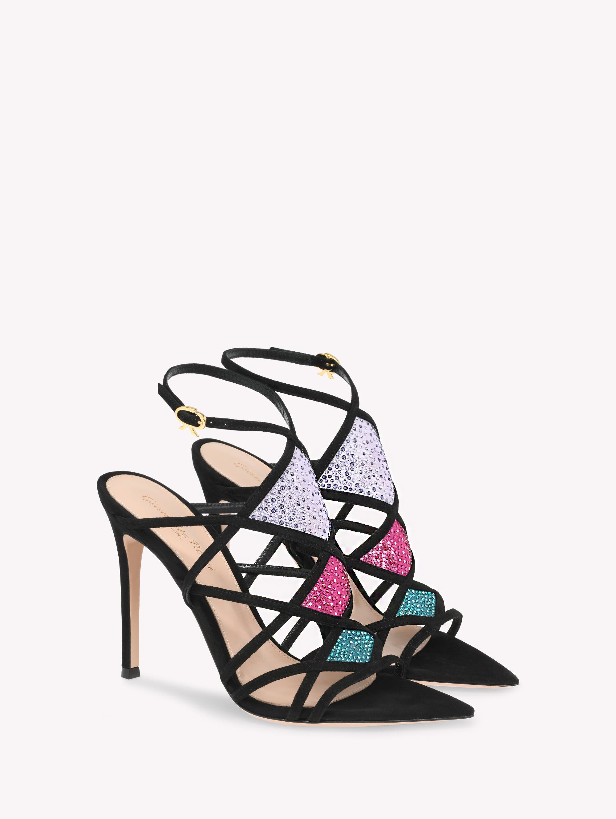 Gianvito Rossi Confetti Sandal, Alternate, color, Purple Suede And Fabric