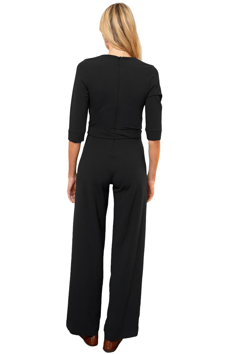 HotSquash London Clothing Smart Scuba Knit Jumpsuit with 3/4 Sleeves, Alternate, color, Black