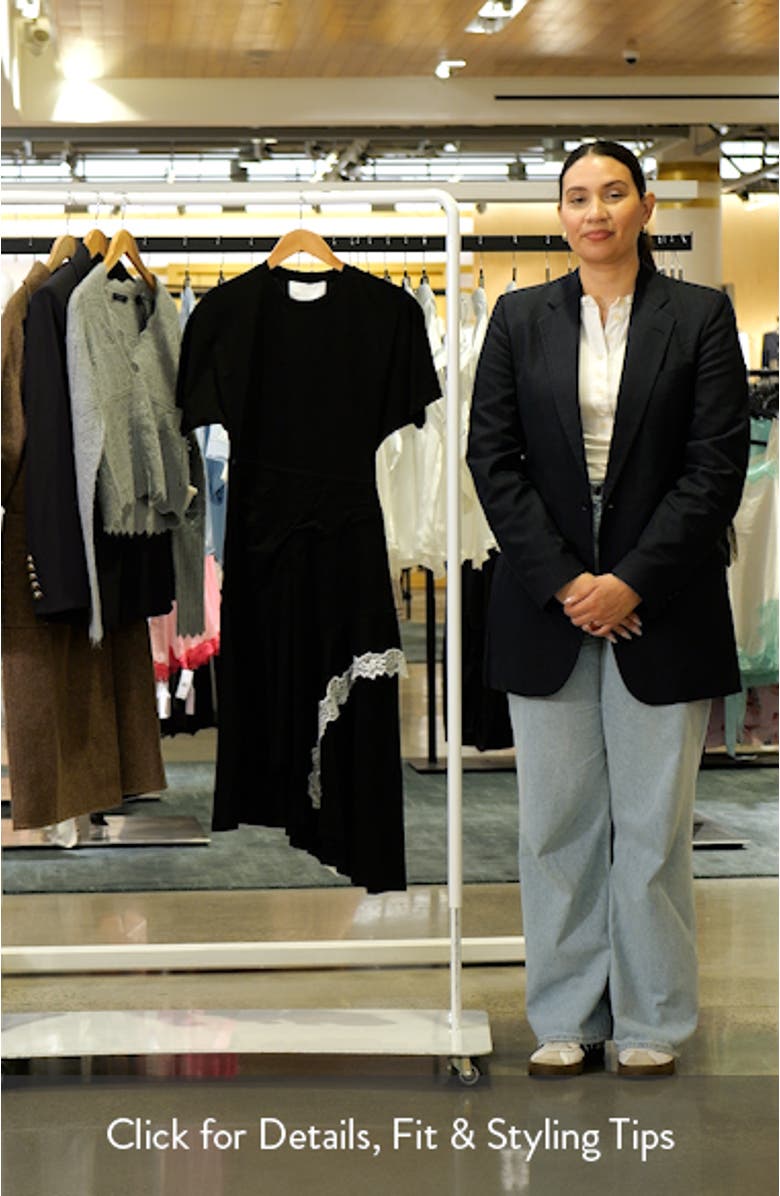 Lace Detail Draped Asymmetric Hem Cotton T-Shirt Dress, sales video thumbnail